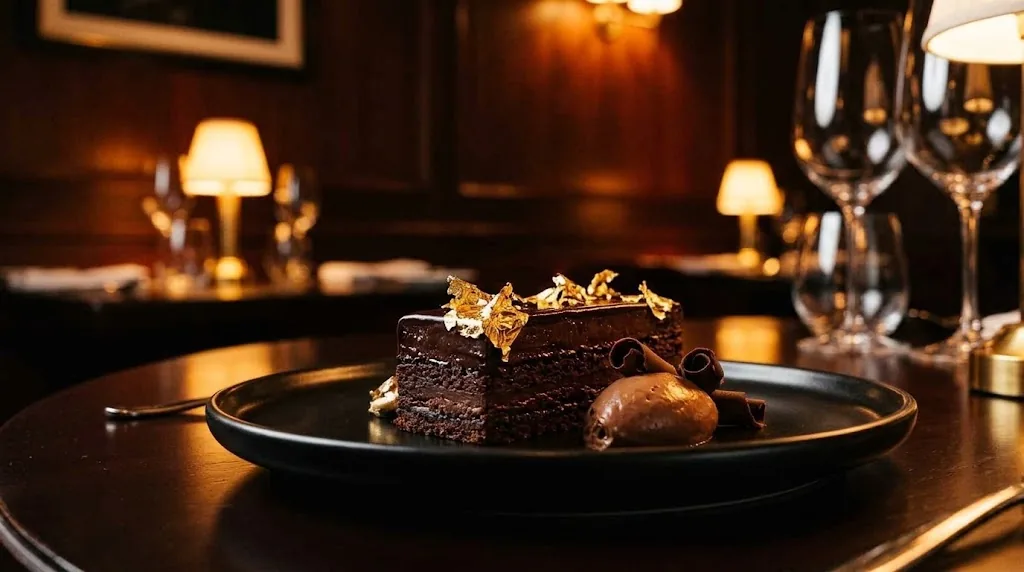 Chokladtårta med bladguld på BŒF.